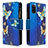 Funda de Cuero Cartera con Soporte Patron de Moda Carcasa B04F para Samsung Galaxy A41 Azul