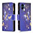 Funda de Cuero Cartera con Soporte Patron de Moda Carcasa B04F para Samsung Galaxy F04 Azul Real