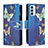Funda de Cuero Cartera con Soporte Patron de Moda Carcasa B04F para Samsung Galaxy F23 5G Azul