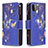 Funda de Cuero Cartera con Soporte Patron de Moda Carcasa B04F para Samsung Galaxy F42 5G Azul Real