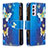 Funda de Cuero Cartera con Soporte Patron de Moda Carcasa B04F para Samsung Galaxy M14 5G Azul