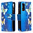 Funda de Cuero Cartera con Soporte Patron de Moda Carcasa B04F para Samsung Galaxy S20 FE 5G Azul
