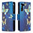 Funda de Cuero Cartera con Soporte Patron de Moda Carcasa B04F para Samsung Galaxy S21 5G Azul