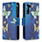 Funda de Cuero Cartera con Soporte Patron de Moda Carcasa B04F para Samsung Galaxy S23 5G Azul