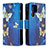 Funda de Cuero Cartera con Soporte Patron de Moda Carcasa B05F para Samsung Galaxy S23 Ultra 5G Azul