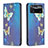 Funda de Cuero Cartera con Soporte Patron de Moda Carcasa B05F para Xiaomi Poco X4 Pro 5G Azul