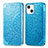 Funda de Cuero Cartera con Soporte Patron de Moda Carcasa H01 para Apple iPhone 13 Azul