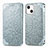 Funda de Cuero Cartera con Soporte Patron de Moda Carcasa H01 para Apple iPhone 13 Plata