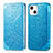 Funda de Cuero Cartera con Soporte Patron de Moda Carcasa H01 para Apple iPhone 14 Azul