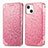 Funda de Cuero Cartera con Soporte Patron de Moda Carcasa H01 para Apple iPhone 14 Plus Oro Rosa