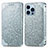 Funda de Cuero Cartera con Soporte Patron de Moda Carcasa H01 para Apple iPhone 14 Pro Max Plata