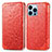 Funda de Cuero Cartera con Soporte Patron de Moda Carcasa H01 para Apple iPhone 14 Pro Max Rojo