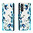 Funda de Cuero Cartera con Soporte Patron de Moda Carcasa H01X para Samsung Galaxy S22 Plus 5G Azul