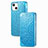 Funda de Cuero Cartera con Soporte Patron de Moda Carcasa H02 para Apple iPhone 13 Azul