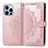 Funda de Cuero Cartera con Soporte Patron de Moda Carcasa H06 para Apple iPhone 16 Pro Oro Rosa