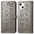 Funda de Cuero Cartera con Soporte Patron de Moda Carcasa H11 para Apple iPhone 15 Plus Gris