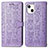 Funda de Cuero Cartera con Soporte Patron de Moda Carcasa H11 para Apple iPhone 15 Plus Morado