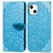 Funda de Cuero Cartera con Soporte Patron de Moda Carcasa H13 para Apple iPhone 13 Azul