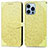 Funda de Cuero Cartera con Soporte Patron de Moda Carcasa H13 para Apple iPhone 13 Pro Max Amarillo