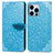 Funda de Cuero Cartera con Soporte Patron de Moda Carcasa H13 para Apple iPhone 14 Pro Max Azul