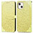 Funda de Cuero Cartera con Soporte Patron de Moda Carcasa H13 para Apple iPhone 15 Amarillo