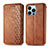 Funda de Cuero Cartera con Soporte Patron de Moda Carcasa H15 para Apple iPhone 14 Pro Marron