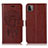 Funda de Cuero Cartera con Soporte Patron de Moda Carcasa JX1 para Samsung Galaxy A22 5G Marron