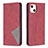 Funda de Cuero Cartera con Soporte Patron de Moda Carcasa L04 para Apple iPhone 13 Mini Rojo