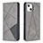 Funda de Cuero Cartera con Soporte Patron de Moda Carcasa L04 para Apple iPhone 14 Gris