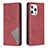 Funda de Cuero Cartera con Soporte Patron de Moda Carcasa L04 para Apple iPhone 14 Pro Max Rojo