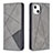 Funda de Cuero Cartera con Soporte Patron de Moda Carcasa L04 para Apple iPhone 15 Gris