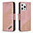 Funda de Cuero Cartera con Soporte Patron de Moda Carcasa L05 para Apple iPhone 14 Pro Max Oro Rosa