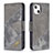 Funda de Cuero Cartera con Soporte Patron de Moda Carcasa L05 para Apple iPhone 15 Gris