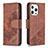 Funda de Cuero Cartera con Soporte Patron de Moda Carcasa L05 para Apple iPhone 15 Pro Max Marron