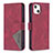 Funda de Cuero Cartera con Soporte Patron de Moda Carcasa L06 para Apple iPhone 13 Rojo