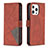 Funda de Cuero Cartera con Soporte Patron de Moda Carcasa L06 para Apple iPhone 14 Pro Max Marron