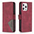 Funda de Cuero Cartera con Soporte Patron de Moda Carcasa L06 para Apple iPhone 14 Pro Max Rojo