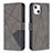 Funda de Cuero Cartera con Soporte Patron de Moda Carcasa L06 para Apple iPhone 15 Plus Gris