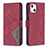 Funda de Cuero Cartera con Soporte Patron de Moda Carcasa L06 para Apple iPhone 15 Rojo