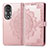 Funda de Cuero Cartera con Soporte Patron de Moda Carcasa para Huawei Honor 80 5G Oro Rosa