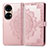 Funda de Cuero Cartera con Soporte Patron de Moda Carcasa para Huawei P50 Pro Oro Rosa