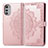 Funda de Cuero Cartera con Soporte Patron de Moda Carcasa para Motorola Moto E32s Oro Rosa