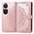 Funda de Cuero Cartera con Soporte Patron de Moda Carcasa para Oppo Reno10 5G Oro Rosa