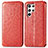 Funda de Cuero Cartera con Soporte Patron de Moda Carcasa para Samsung Galaxy S21 Ultra 5G Rojo