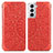 Funda de Cuero Cartera con Soporte Patron de Moda Carcasa para Samsung Galaxy S22 5G Rojo