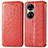 Funda de Cuero Cartera con Soporte Patron de Moda Carcasa S01D para Huawei P50 Rojo