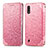 Funda de Cuero Cartera con Soporte Patron de Moda Carcasa S01D para Samsung Galaxy A01 SM-A015 Oro Rosa