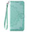 Funda de Cuero Cartera con Soporte Patron de Moda Carcasa S01D para Samsung Galaxy A02 Verde