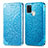 Funda de Cuero Cartera con Soporte Patron de Moda Carcasa S01D para Samsung Galaxy A21s Azul
