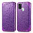 Funda de Cuero Cartera con Soporte Patron de Moda Carcasa S01D para Samsung Galaxy A21s Morado